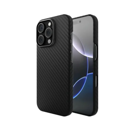 Husa iPhone 16 Pro Max, Clip-On Compatibil MagSafe, made from Aramid Fiber, Kevlar, Negru